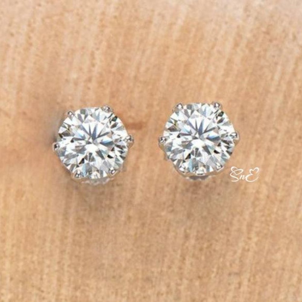 Certified 4ct Diamond Round Moissanite Stud Earrings NEW - Picture 7 of 10